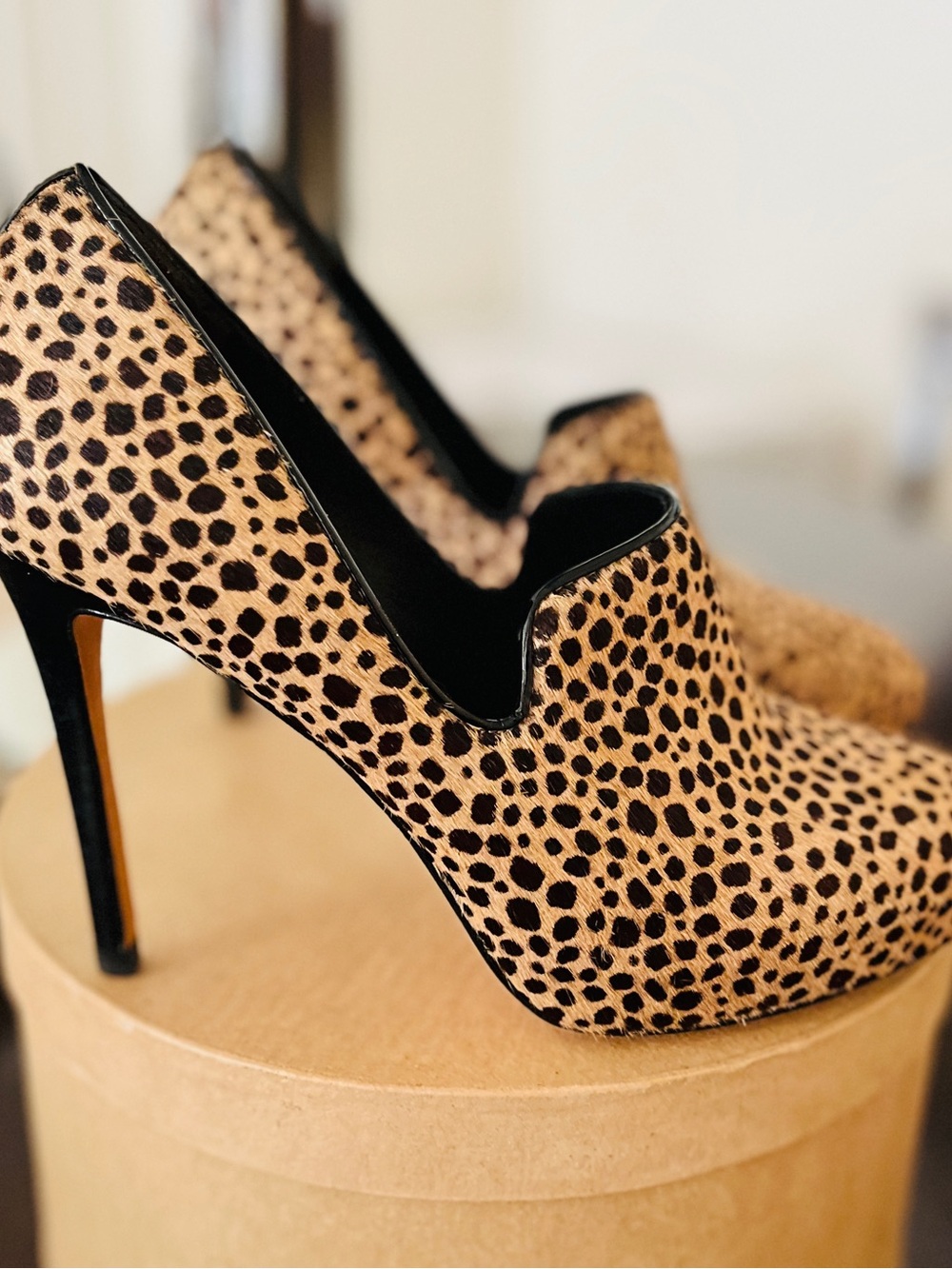 Ann Taylor Fur Leopard Print High Heel - Tan/Brown/Black